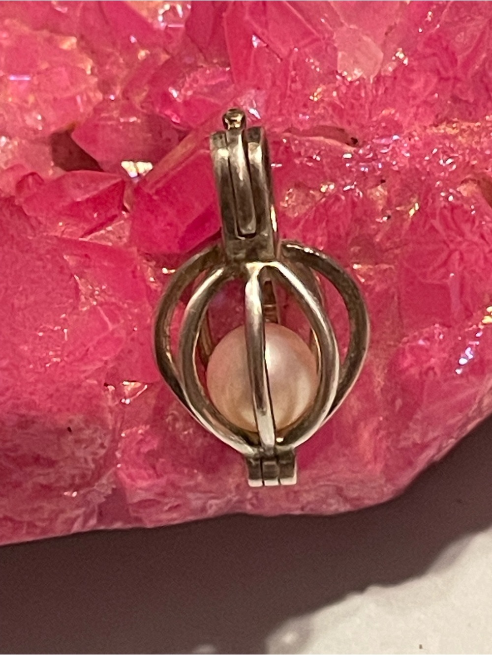 Sterling Silver Genuine Pearl Cage Pendant #7801